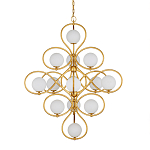 Люстра с закругленным каркасом золотого цвета и белыми плафонами Round Curl варинант исполнения - 2 | Loft Concept в Твери