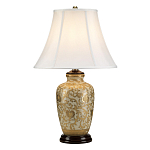 Настольная лампа с фарфоровым основанием с декоративным орнаментом и белым абажуром на темной круглой подставке Elstead Lighting варинант исполнения - 6 | Loft Concept в Твери