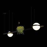 Подвесной светильник линейный с 2-мя шарообразными плафонами и цилиндрическим спотом Light of Еyes варинант исполнения - 4 | Loft Concept в Твери