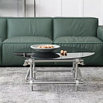 Дизайнерский журнальный стол с круглой столешницей на стальном основании Rivetyk варинант исполнения - 1 | Loft Concept в Твери