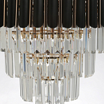 Люстра из черного металла с многоярусными подвесками из прозрачного хрусталя на золотой цепи Empire Black Chandelier Crystal варинант исполнения - 8 | Loft Concept в Твери