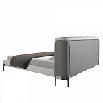 Кровать двуспальная серая с мягким изголовьем из экокожи и ткани Modern Look варинант исполнения - 4 | Loft Concept в Твери