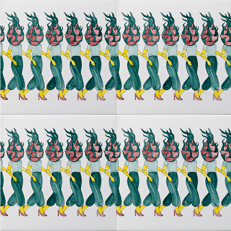 Плитка дизайнерская Фруктовый лес Белый Розовый Зеленый Желтый в Твери | Loft Concept 