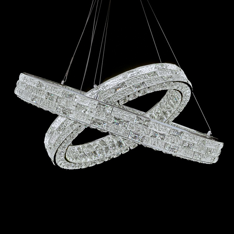 Люстра на 2 кольца с текстурной огранкой Reflection of Reality Хром Прозрачный в Твери | Loft Concept 