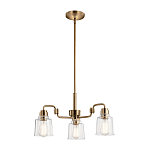 Люстра цвета латунь с 3-мя прозрачными стеклянными плафонами Kichler варинант исполнения - 2 | Loft Concept в Твери