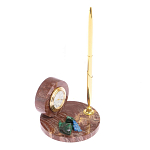 Часы настольные с шариковой металлической ручкой из натурального камня Stone Clock варинант исполнения - 5 | Loft Concept в Твери