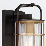 Настенный фонарь цилиндрической формы с рифленым стеклом в золотом каркасе на черном прямоугольном основании Eurofase варинант исполнения - 5 | Loft Concept в Твери