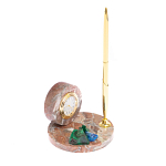 Часы настольные с шариковой металлической ручкой из натурального камня Stone Clock варинант исполнения - 8 | Loft Concept в Твери