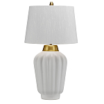 Настольная лампа с белым конусным абажуром и ребристым керамическим основанием Quintiesse варинант исполнения - 1 | Loft Concept в Твери