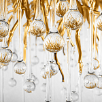 Люстра подвесная с прозрачными стеклянными подвесками в форме капель Диаметр 100 см Droplet Chandelier варинант исполнения - 9 | Loft Concept в Твери