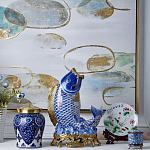 Ваза с насыщенным синим орнаментом и золотой крышкой Blue & White Ornament  варинант исполнения - 1 | Loft Concept в Твери