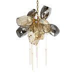 Люстра подвесная со стеклянными плафонами из дымчатого и золотистого с шестью вертикальными подвесками Gilded Mirage  варинант исполнения - 7 | Loft Concept в Твери