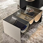 Дизайнерский журнальный стол с полукруглыми полками под столешницей Tiwoberoc варинант исполнения - 2 | Loft Concept в Твери