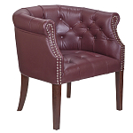 Кресло низкое из натуральной кожи на 4-х деревянных ножках из массива бука Chloe Leather Armchair vine варинант исполнения - 1 | Loft Concept в Твери