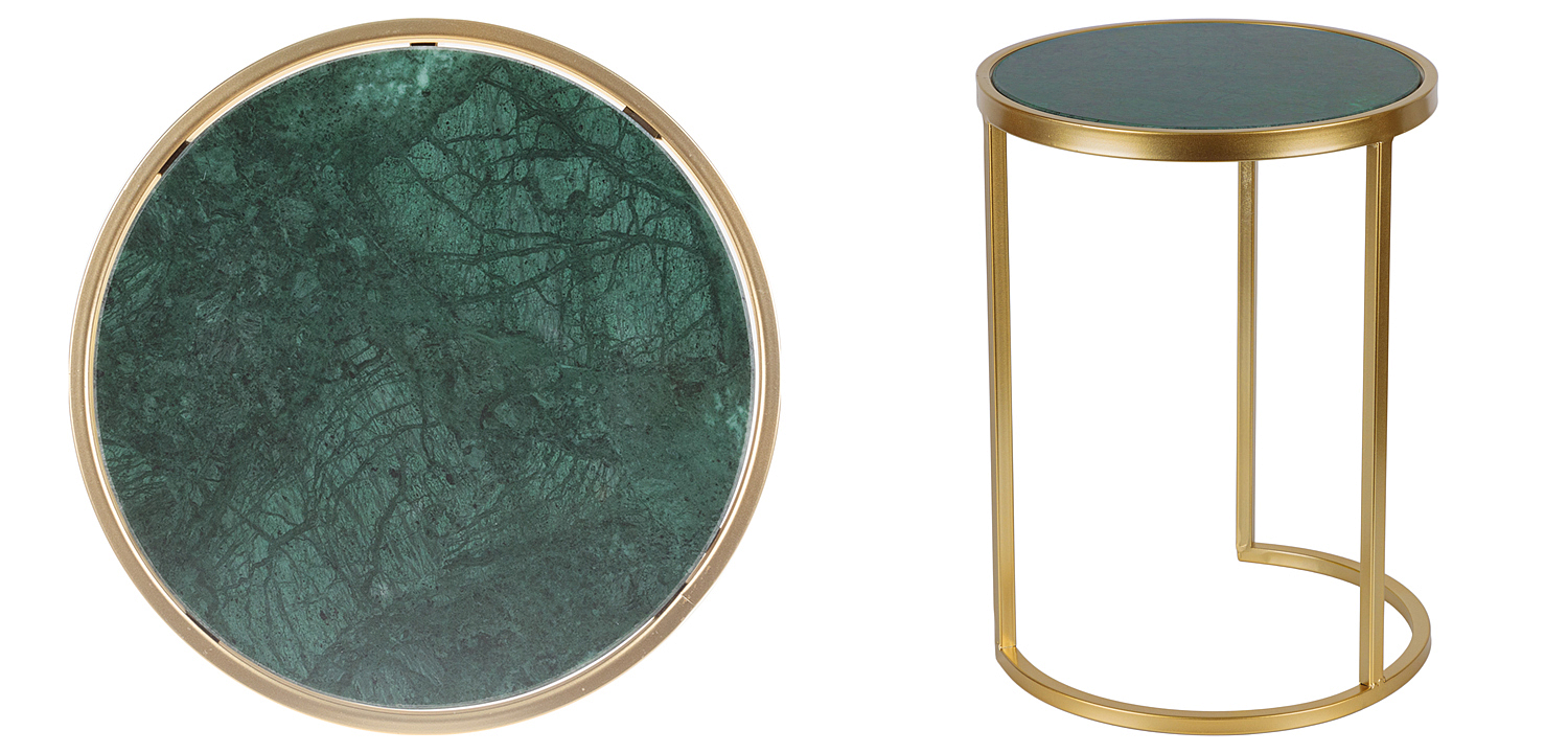 Приставной стол Round Table Marble gold зеленый мрамор Приставной стол Round Table Marble gold зеленый мрамор - Loft-Concept в Твери