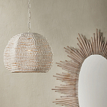 Подвесной светильник в форме купола с декором из круглых деревянных бусин White Wooden Beads Chandelier варинант исполнения - 4 | Loft Concept в Твери