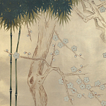 Обои ручная роспись Bamboo River Blossom Original colourway on Brushed Gold gilded paper варинант исполнения - 2 | Loft Concept в Твери