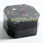 Шкатулка из эпоксидной смолы с цветами черная Epoxy Resin Square Box Black варинант исполнения - 5 | Loft Concept в Твери