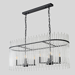 Люстра подвесная овальная со стеклянными прозрачными трубками и металлическим каркасом черного цвета Nembus варинант исполнения - 4 | Loft Concept в Твери