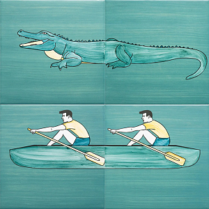 Плитка с узором Крокодил байдарочник