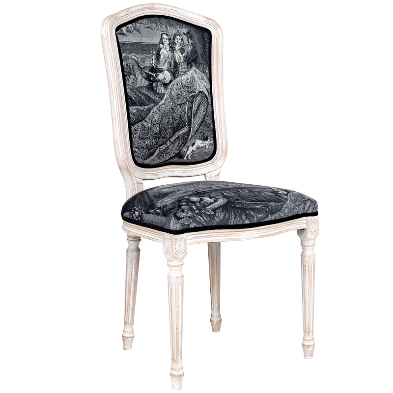 Стул Louvre Palace Stool Черно-белый Белый винтажная патина Стул Louvre Palace Stool Черно-белый Белый винтажная патина в Твери | Loft Concept