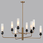 Люстра на штанге с 8-ю цилиндрическими матовыми плафонами и шарами из камня Orb Essence варинант исполнения - 6 | Loft Concept в Твери