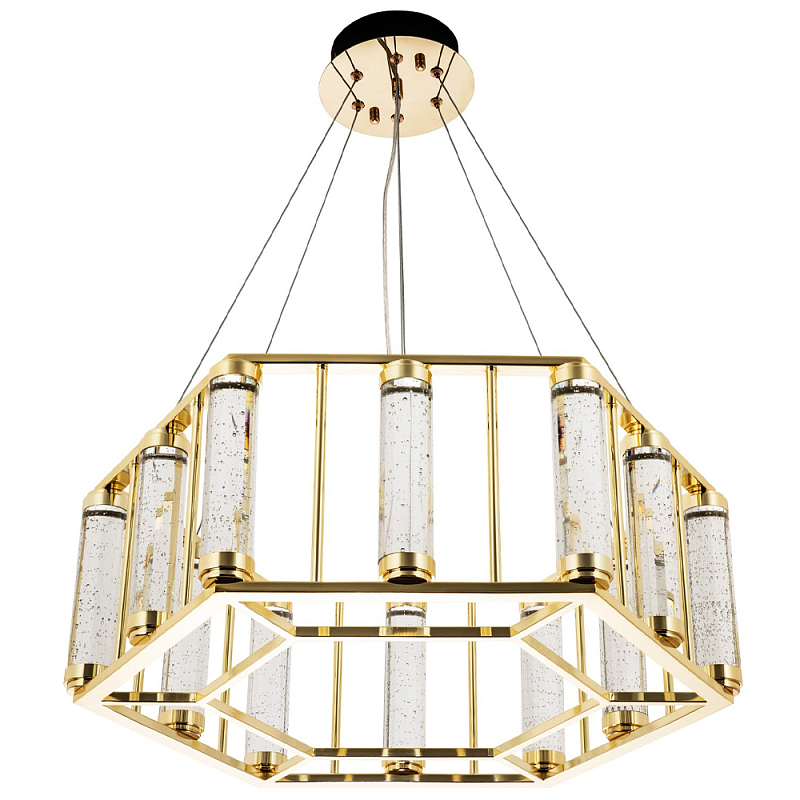 Люстра в форме шестиугольника с хрустальным декором Agace Crystal Chandelier Золотой Прозрачный Люстра в форме шестиугольника с хрустальным декором Agace Crystal Chandelier Золотой Прозрачный в Твери | Loft Concept