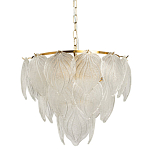 Люстра на цепи с прозрачными стеклянными подвесками в виде листьев Textured Glass Chandelier варинант исполнения - 1 | Loft Concept в Твери