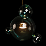 Подвесной светильник с прозрачными бирюзовыми стеклянными шарами и золотыми деталями Диаметр 43 Giopato & Coombes варинант исполнения - 6 | Loft Concept в Твери