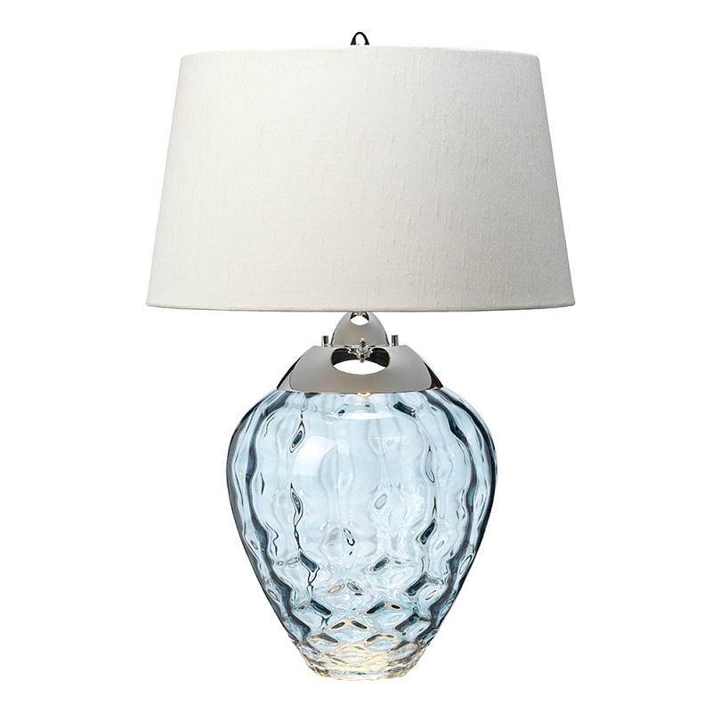 Настольная лампа со белым конусным абажуром и прозрачным голубым стеклянным основанием Quintiesse Никель Голубой Прозрачное Стекло Белый в Твери | Loft Concept 