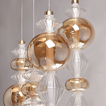 Люстра с плафонами из прозрачного и янтарного стекла в виде шаров и ромбов Gabriel Scott Luna варинант исполнения - 7 | Loft Concept в Твери