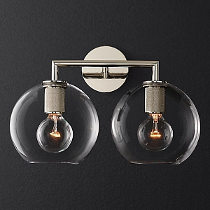 Бра Utilitaire Globe Shade Double Sconce Silver