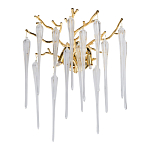 Бра золотого цвета с разветвленными ветвями и длинными прозрачными подвесками в форме стеклянных сосулек Droplet Chandelier варинант исполнения - 1 | Loft Concept в Твери