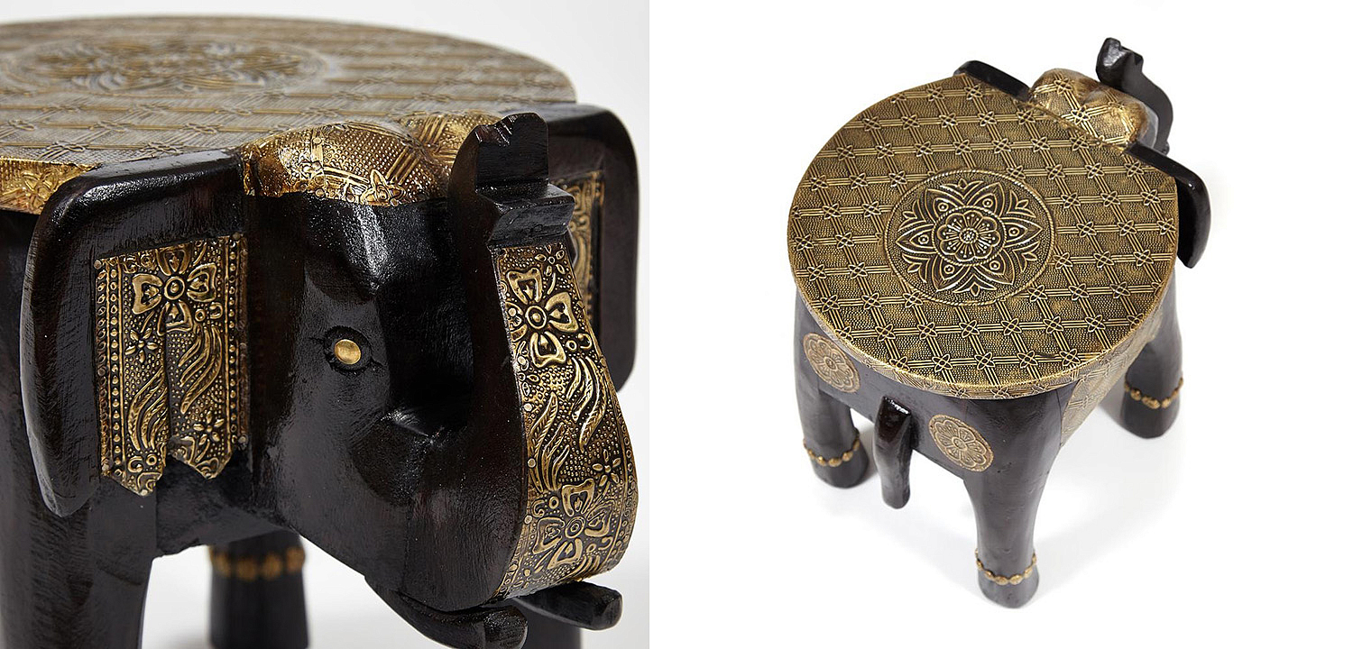 Журнальный стол Antique Indian Brass Mango Wood Elephant Table Журнальный стол Antique Indian Brass Mango Wood Elephant Table - Loft-Concept в Твери