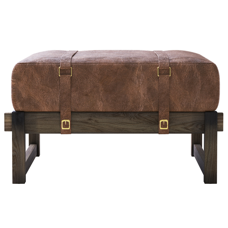 Пуф Duncan винтажная коричневая кожа  Коричневый винтаж в Твери | Loft Concept 