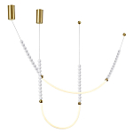 Подвесной светильник с 3-мя изогнутыми плафонами и белыми декоративными шариками PEARLS Suspension варинант исполнения - 4 | Loft Concept в Твери