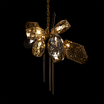 Люстра подвесная со стеклянными плафонами из дымчатого и золотистого с тремя вертикальными подвесками Gilded Mirage  варинант исполнения - 4 | Loft Concept в Твери