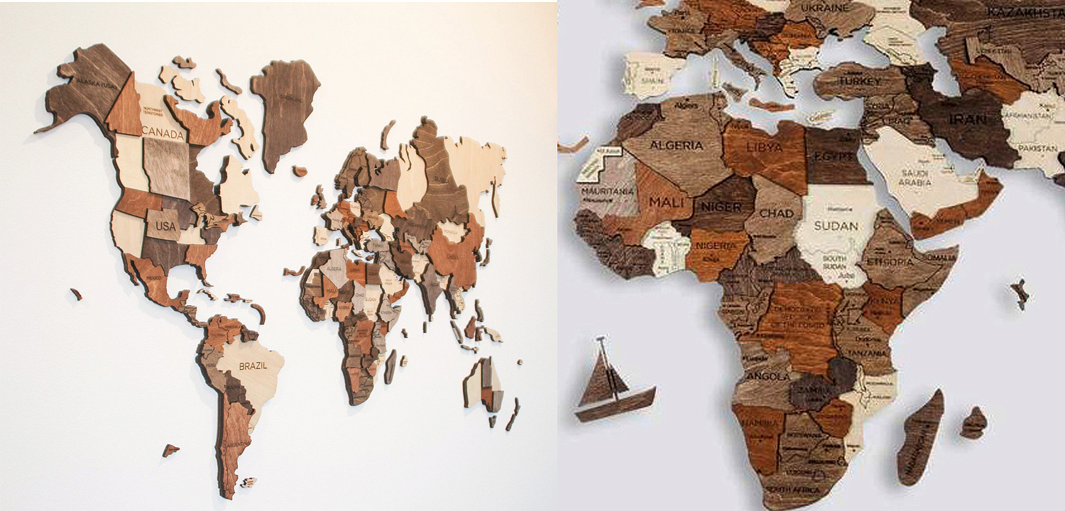 Аксессуар на стену Wooden World Map Аксессуар на стену Wooden World Map - Loft-Concept в Твери
