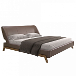 Кровать двуспальная с изголовьем из экокожи шоколадно-коричневого цвета Modern Look варинант исполнения - 1 | Loft Concept в Твери