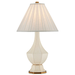 Настольная лампа с фактурным конусовидным абажуром и кожаным каркасом Malifis варинант исполнения - 3 | Loft Concept в Твери