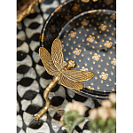 Блюдо черного цвета из фрафора на бронзовых ножках в виде стрекоз Eden Garden варинант исполнения - 5 | Loft Concept в Твери