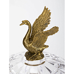 Конфетница из прозрачного рельефного стекла с ручками в виде стрекоз и фигуркой лебедя Eden Garden варинант исполнения - 3 | Loft Concept в Твери