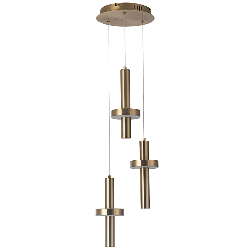 Каскадный светильник с 3-мя плафонами Flos Brass Metal Acrylic Trio Hanging Lamp Латунь Каскадный светильник с 3-мя плафонами Flos Brass Metal Acrylic Trio Hanging Lamp Латунь в Твери | Loft Concept