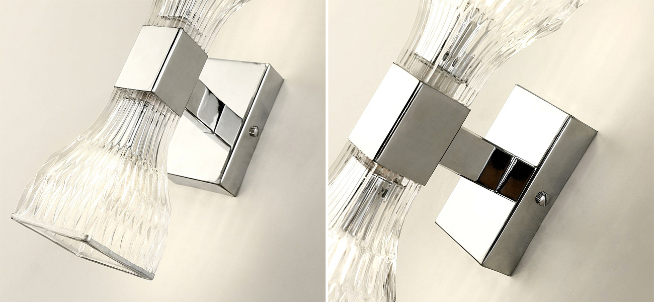 Бра с двумя плафонами из рельефного стекла GLASS HORN Chrome Бра с двумя плафонами из рельефного стекла GLASS HORN Chrome - Loft-Concept в Твери