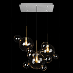 Люстра подвесная 3 лампы с прозрачными стеклянными шарами и золотыми деталями Giopato & Coombes варинант исполнения - 2 | Loft Concept в Твери