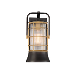 Настенный фонарь цилиндрической формы с рифленым стеклом в золотом каркасе на черном прямоугольном основании Eurofase варинант исполнения - 12 | Loft Concept в Твери