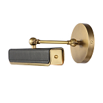 Светильник для картин цвет винтажная латунь с прямоугольным плафоном из кожи черного цвета Alora варинант исполнения - 2 | Loft Concept в Твери