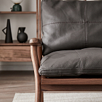 Кресло c каркасом из массива дерева и мягкой кожаной обивкой Walnut Armchair варинант исполнения - 10 | Loft Concept в Твери