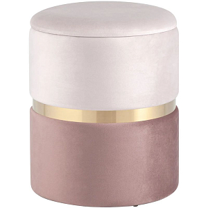 Пуф с ящиком Duo светлый розовый Glossy Velor