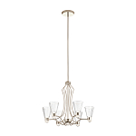 Люстра цвета никель с 6-ю рифлеными стеклянными плафонами и изогнутым каркасом Kichler варинант исполнения - 2 | Loft Concept в Твери